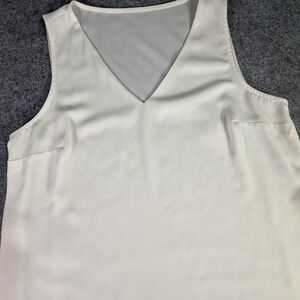 Women's Sleeveless V Neck Top Ivory Sheer Lightweight Casual Blouse